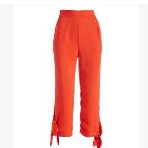 August Silk NWT  orange red Tie-Cuff Crop Pants size S & M